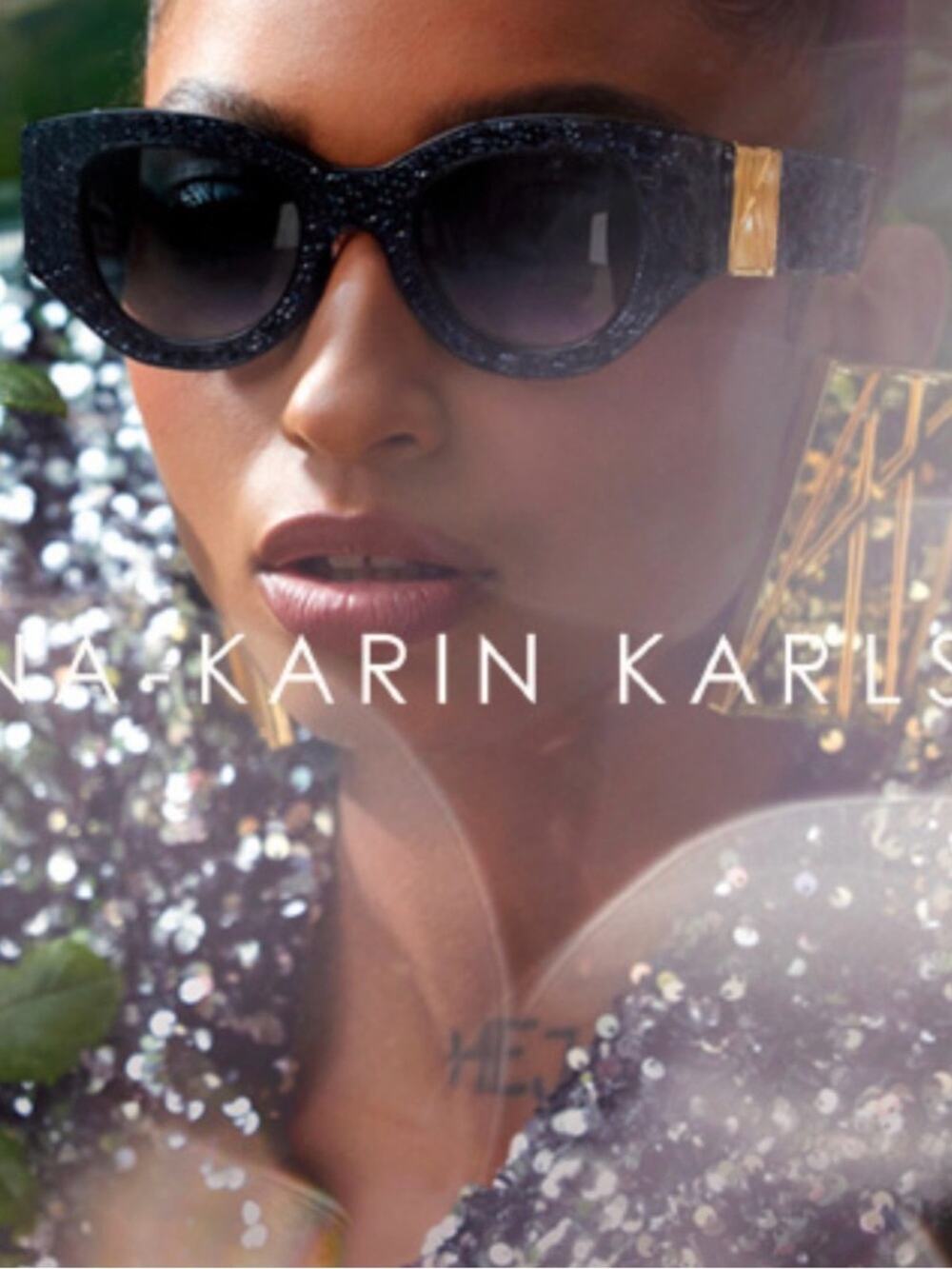 New Anna Karin Karlsson Lucky Goes To Vegas Black Crystal Sunglasses Authentic